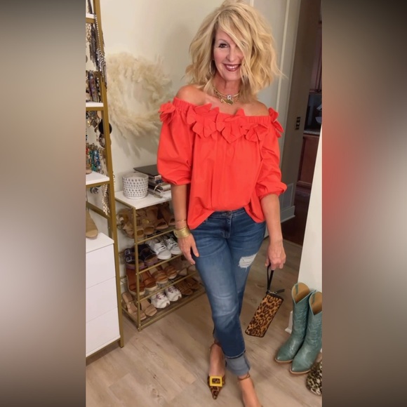 STYLEWE Red Off-Shoulder Ruffle Blouse - Picture 2 of 16